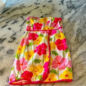 Vintage Lilly Pulitzer strapless dress punk yellow and white print size 8